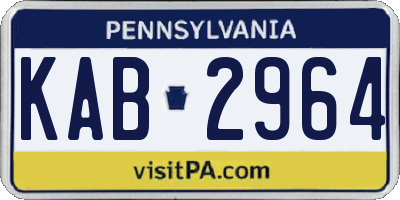 PA license plate KAB2964