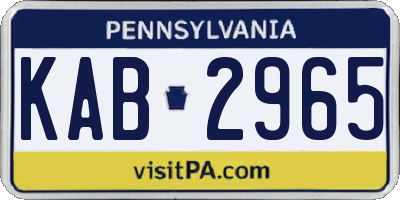 PA license plate KAB2965