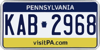 PA license plate KAB2968