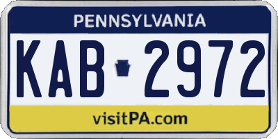 PA license plate KAB2972