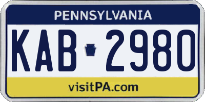 PA license plate KAB2980