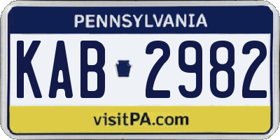 PA license plate KAB2982