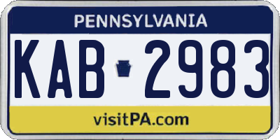 PA license plate KAB2983