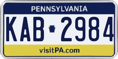 PA license plate KAB2984