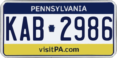PA license plate KAB2986