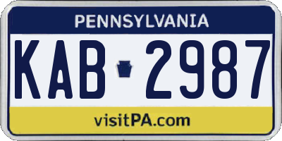 PA license plate KAB2987