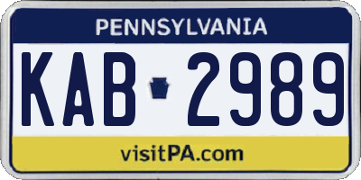 PA license plate KAB2989