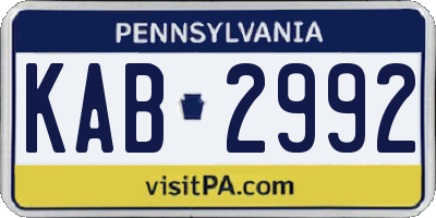 PA license plate KAB2992