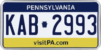 PA license plate KAB2993