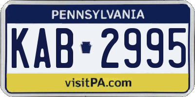 PA license plate KAB2995