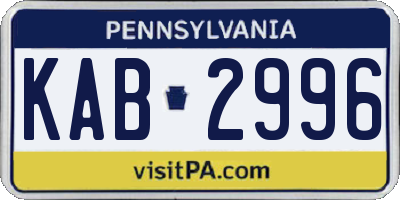 PA license plate KAB2996