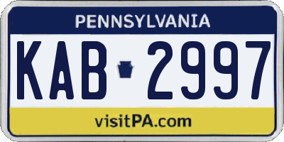PA license plate KAB2997