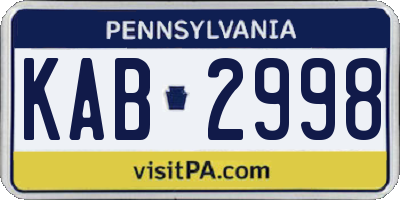 PA license plate KAB2998