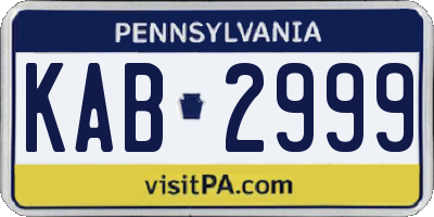 PA license plate KAB2999
