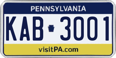 PA license plate KAB3001