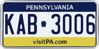 PA license plate KAB3006