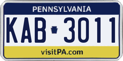 PA license plate KAB3011