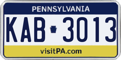 PA license plate KAB3013