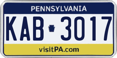 PA license plate KAB3017