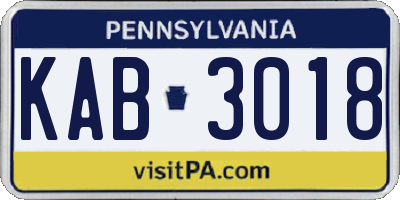 PA license plate KAB3018