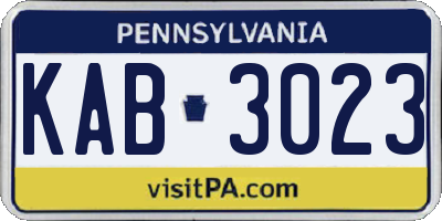 PA license plate KAB3023