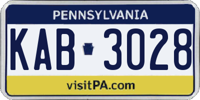 PA license plate KAB3028