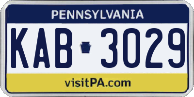 PA license plate KAB3029