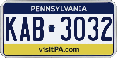 PA license plate KAB3032