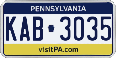 PA license plate KAB3035