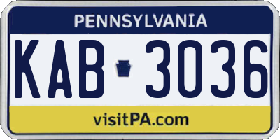 PA license plate KAB3036
