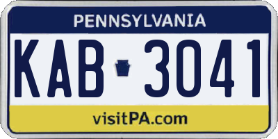 PA license plate KAB3041