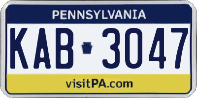PA license plate KAB3047