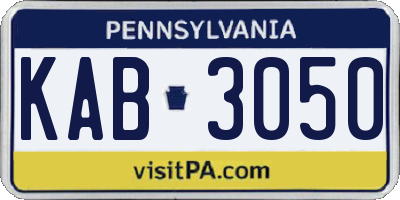 PA license plate KAB3050