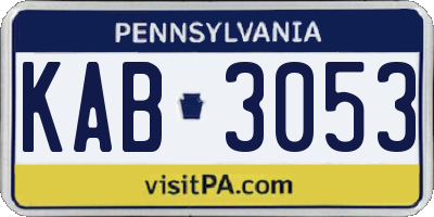 PA license plate KAB3053