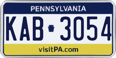 PA license plate KAB3054