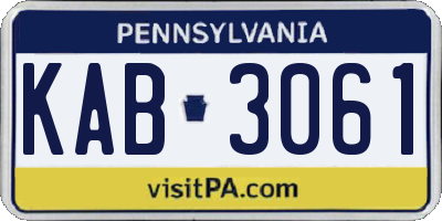 PA license plate KAB3061