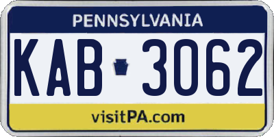 PA license plate KAB3062