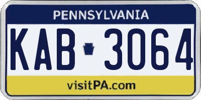 PA license plate KAB3064