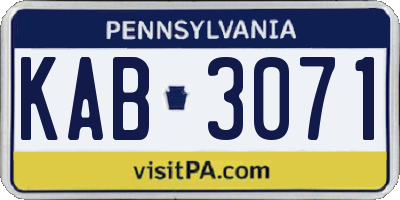 PA license plate KAB3071