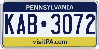 PA license plate KAB3072
