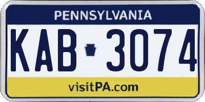 PA license plate KAB3074