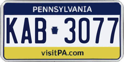 PA license plate KAB3077