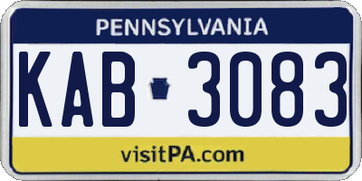 PA license plate KAB3083