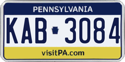 PA license plate KAB3084