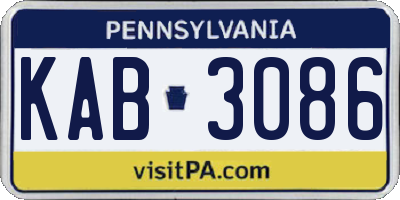 PA license plate KAB3086