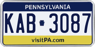 PA license plate KAB3087