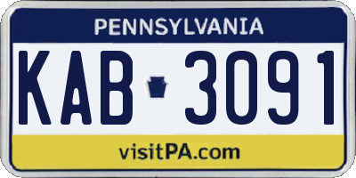 PA license plate KAB3091