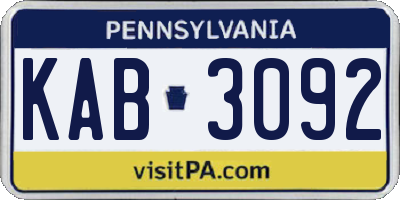 PA license plate KAB3092
