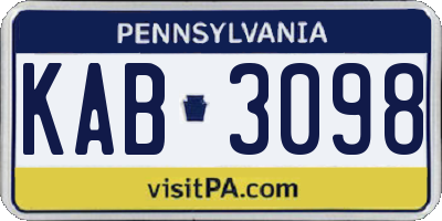 PA license plate KAB3098