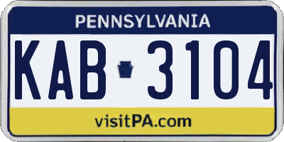 PA license plate KAB3104